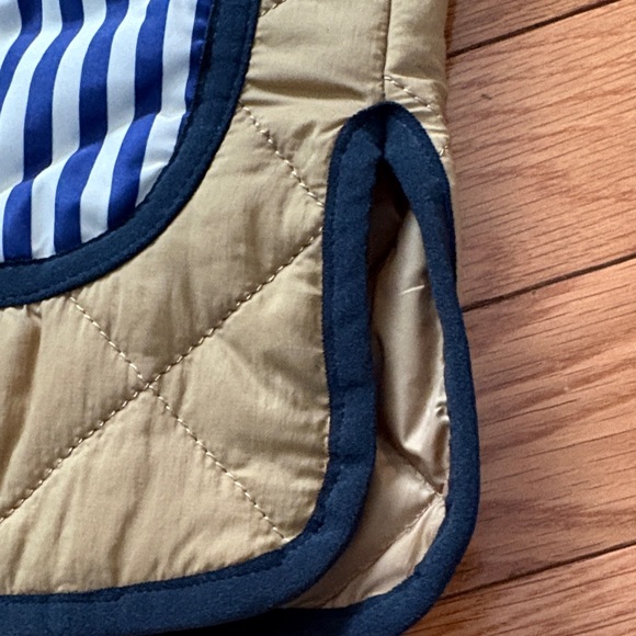 Women's Quilted Tan Jacket with Striped Pockets - Picture 6 of 10